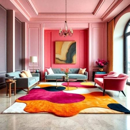 Handmade Colorful Abstract Living Room Rug